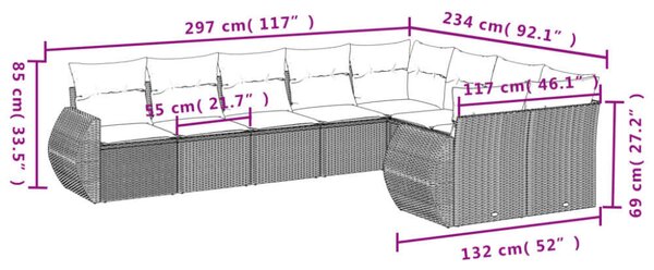 VidaXL Polyrattan Kerti Ülőgarnitúra - 9 részes - Bézs
