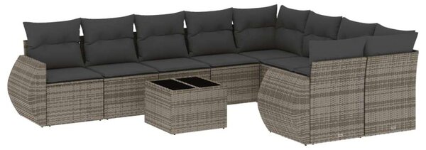 VidaXL Polyrattan Kerti Ülőgarnitúra - 10 részes - Szürke