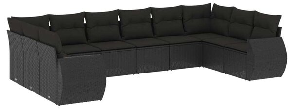 VidaXL Polyrattan Kerti Ülőgarnitúra - 10 részes - Fekete