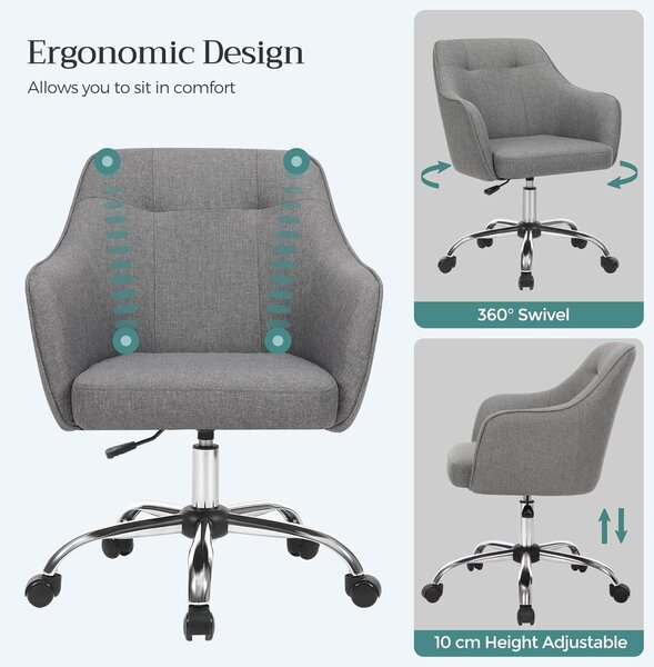 Ergonomikus irodai szék, állítható magasságú, 65x69x(83-93) cm, szürke