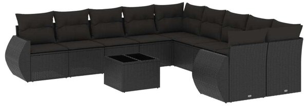VidaXL Polyrattan Kerti Ülőgarnitúra - 11 részes - Fekete