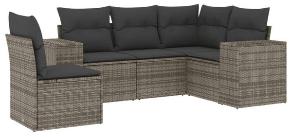VidaXL Polyrattan Kerti Ülőgarnitúra - 5 részes - Szürke