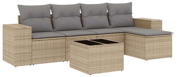 VidaXL Polyrattan Kerti Ülőgarnitúra - 6 részes - Bézs