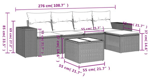 VidaXL Polyrattan Kerti Ülőgarnitúra - 6 részes - Bézs
