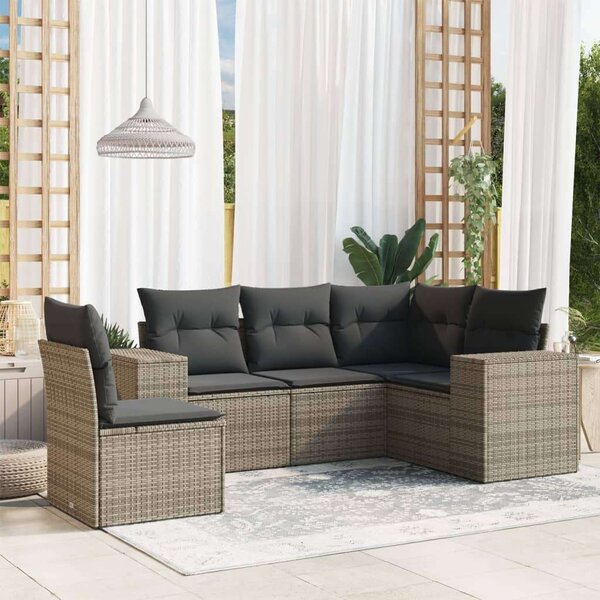 VidaXL Polyrattan Kerti Ülőgarnitúra - 5 részes - Szürke