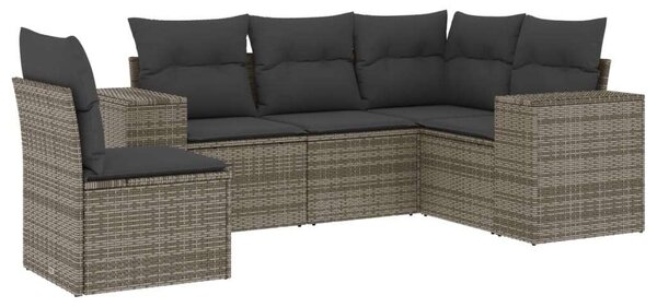 VidaXL Polyrattan Kerti Ülőgarnitúra - 5 részes - Szürke