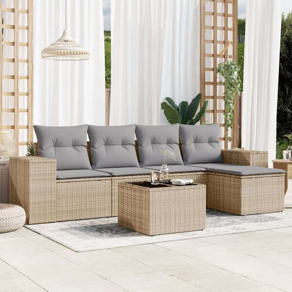 VidaXL Polyrattan Kerti Ülőgarnitúra - 6 részes - Bézs