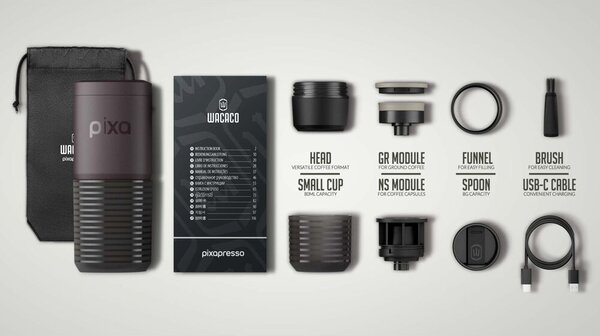 Hordozható automata eszpresszógép Nespresso kapszulákkal, Wacaco, Pixapresso, bordó