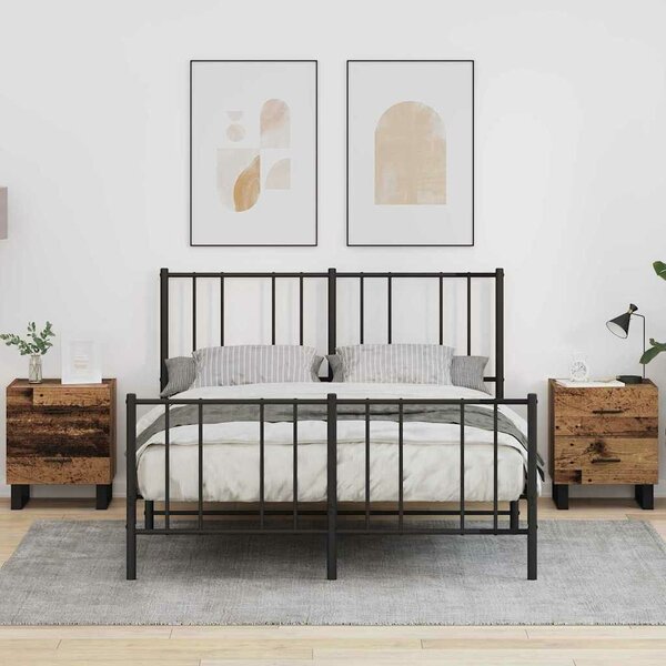 VidaXL Éjjeliszekrény 2 pcs Régi fa és fekete 40 x 35 x 47,5 cm