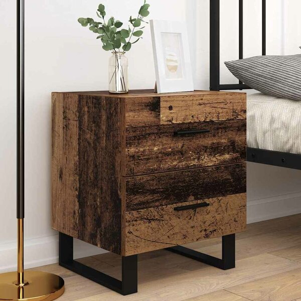 VidaXL Éjjeliszekrény 2 pcs Régi fa és fekete 40 x 35 x 47,5 cm