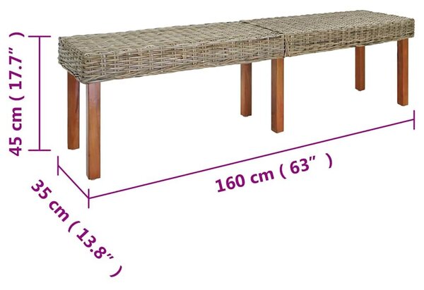 VidaXL pad Természetes 160 x 35 x 45 cm Tömör Mangófát
