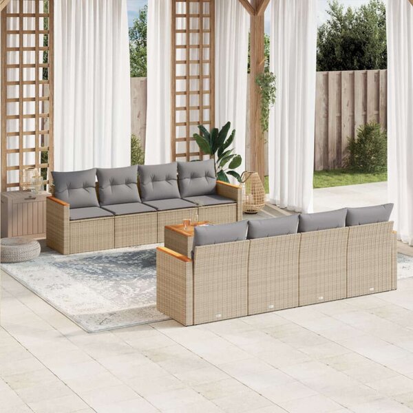 VidaXL Polyrattan Kerti Ülőgarnitúra - Bézs - 9 részes