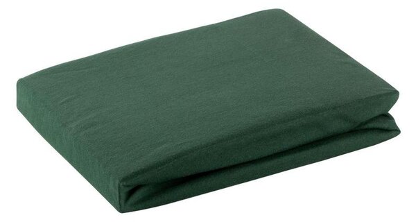 Jersey pamut gumis lepedő Palackzöld 90x200 cm +25 cm