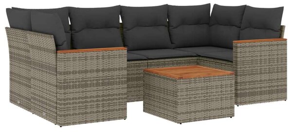 VidaXL Polyrattan Kerti Ülőgarnitúra - 7 részes - Szürke