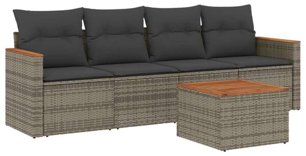 VidaXL 5 részes szürke polyrattan kerti garnitúra