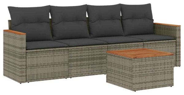 VidaXL 5 részes szürke polyrattan kerti garnitúra