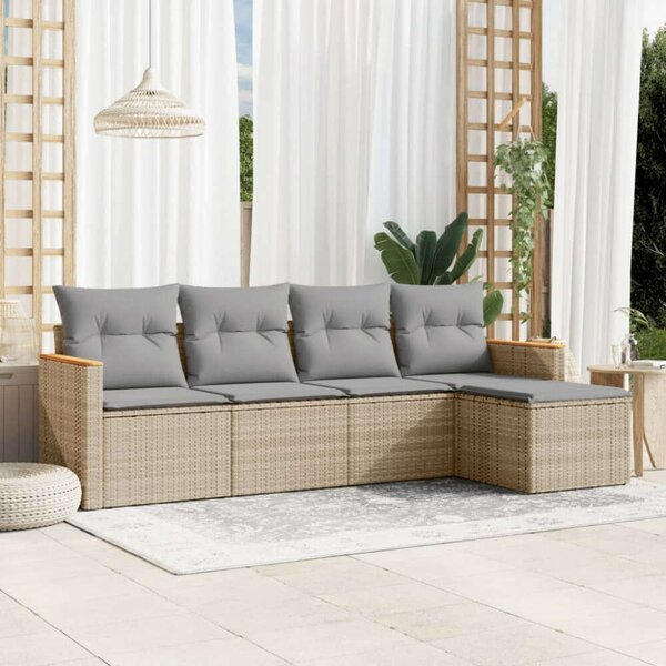 VidaXL 5 részes Polyrattan Kerti Ülőgarnitúra - Bézs