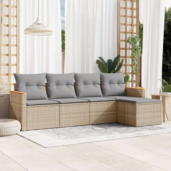 VidaXL 5 részes Polyrattan Kerti Ülőgarnitúra - Bézs