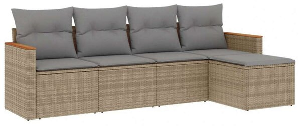 VidaXL 5 részes Polyrattan Kerti Ülőgarnitúra - Bézs