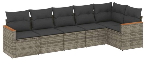 VidaXL Polyrattan Kerti Ülőgarnitúra - 6 részes - Szürke