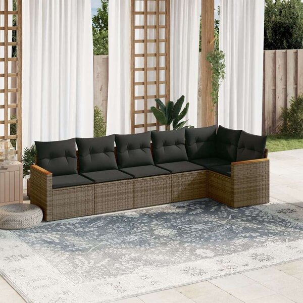 VidaXL Polyrattan Kerti Ülőgarnitúra - 6 részes - Szürke