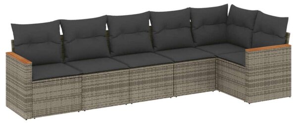 VidaXL Polyrattan Kerti Ülőgarnitúra - 6 részes - Szürke
