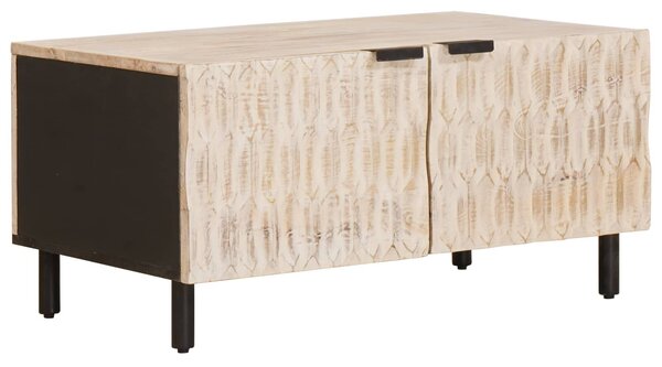 VidaXL Dohányzóasztal Fehér 80 x 50 x 40 cm Tömör Mangófát