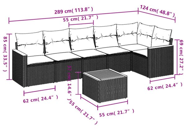 VidaXL Polyrattan Kerti Ülőgarnitúra - 7 részes - Bézs
