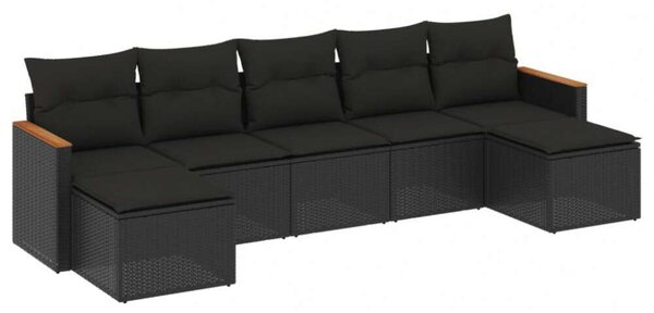 VidaXL Polyrattan Kerti Ülőgarnitúra - 7 részes - Fekete