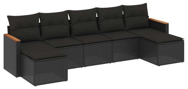 VidaXL Polyrattan Kerti Ülőgarnitúra - 7 részes - Fekete