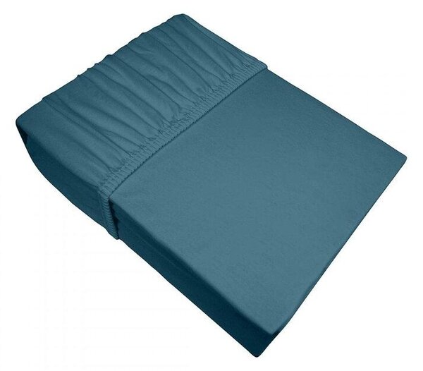 Adela jersey pamut gumis lepedő Sötét türkiz 90x200 cm +25 cm