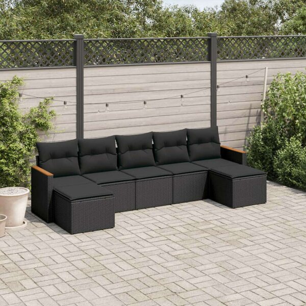 VidaXL Polyrattan Kerti Ülőgarnitúra - 7 részes - Fekete