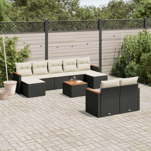 VidaXL Polyrattan Kerti Ülőgarnitúra - 10 részes - Fekete
