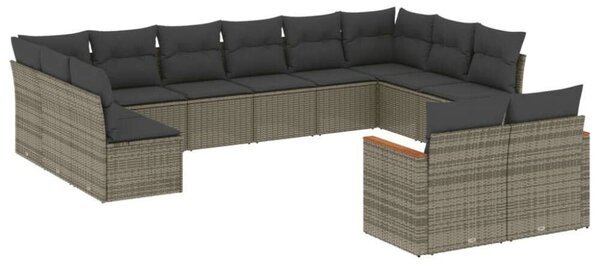 VidaXL Polyrattan Kerti Ülőgarnitúra - 12 részes - Szürke