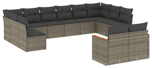 VidaXL Polyrattan Kerti Ülőgarnitúra - 12 részes - Szürke