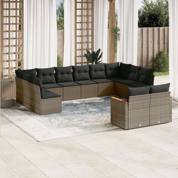VidaXL Polyrattan Kerti Ülőgarnitúra - 12 részes - Szürke