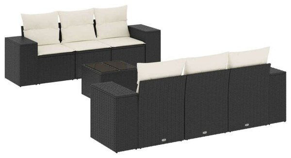 VidaXL Polyrattan Kerti Ülőgarnitúra - 7 részes - Fekete