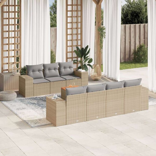 VidaXL Polyrattan Kerti Ülőgarnitúra - 8 részes, Bézs