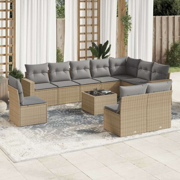 VidaXL Polyrattan Kerti Ülőgarnitúra - 11 részes - Bézs