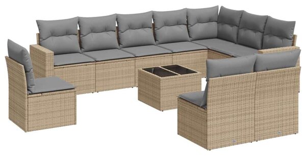 VidaXL Polyrattan Kerti Ülőgarnitúra - 11 részes - Bézs