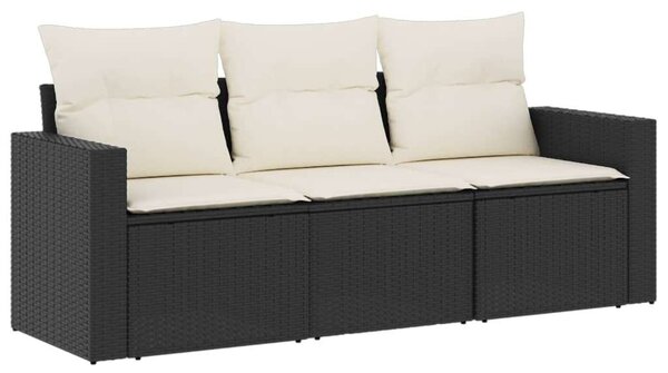 VidaXL 3 részes Kerti Ülőgarnitúra - Fekete Polyrattan