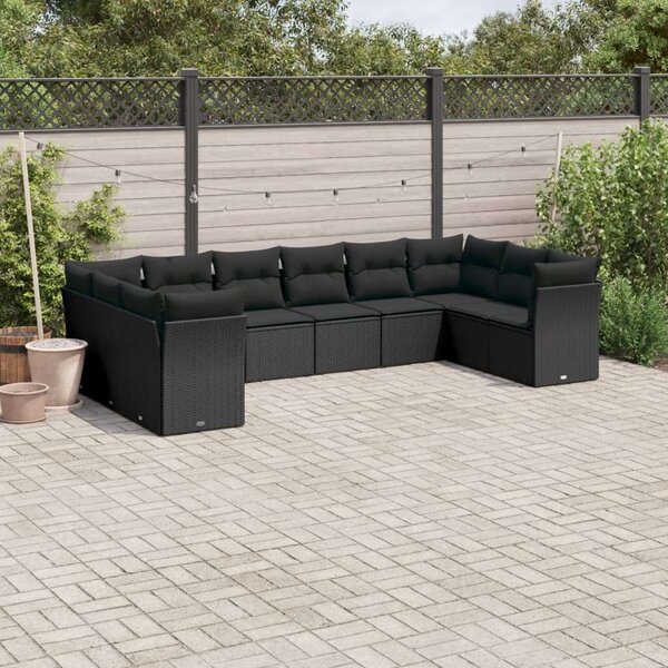 VidaXL Polyrattan Kerti Ülőgarnitúra - 10 részes - Fekete