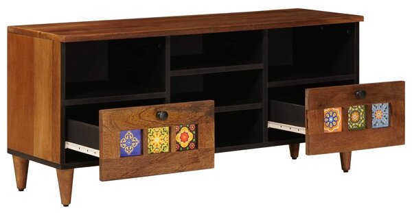 VidaXL TV szekrény fiókkal Dió 100 x 33 x 46 cm Tömör Mangófát