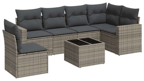VidaXL Polyrattan Kerti Ülőgarnitúra - 7 részes - Szürke