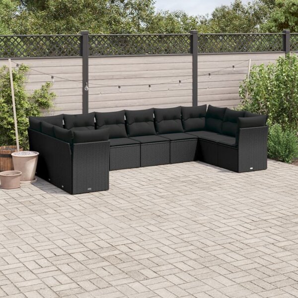 VidaXL Polyrattan Kerti Ülőgarnitúra - 10 részes - Fekete