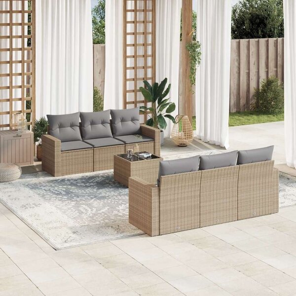 VidaXL Polyrattan Kerti Ülőgarnitúra - 7 részes - Bézs