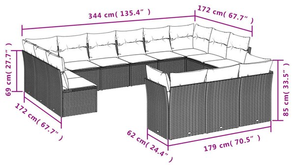 VidaXL Polyrattan Kerti Ülőgarnitúra - 13 részes - Bézs