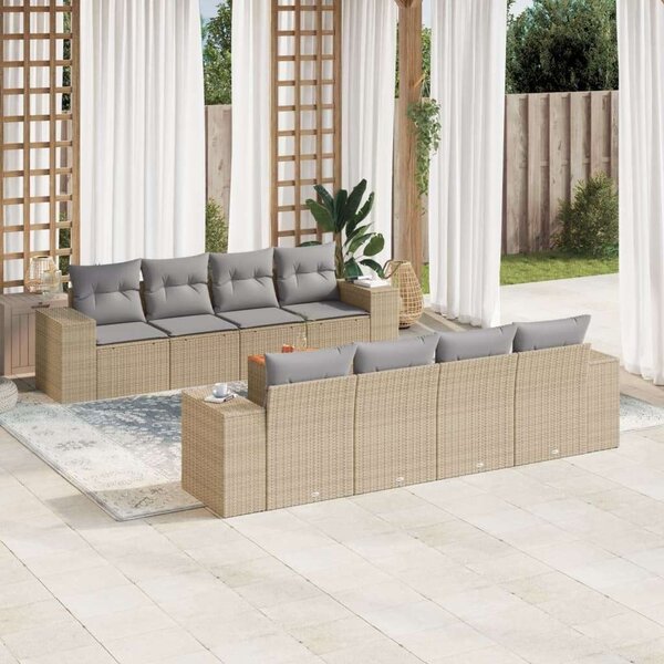 VidaXL Polyrattan Kerti Ülőgarnitúra - 9 részes - Bézs