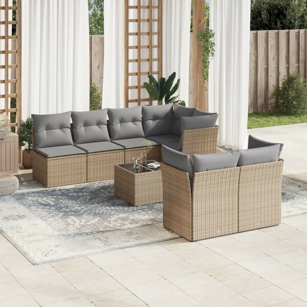 VidaXL Polyrattan Kerti Ülőgarnitúra - 8 részes - Bézs