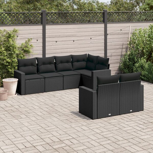 VidaXL Polyrattan Kerti Ülőgarnitúra - 7 részes - Fekete